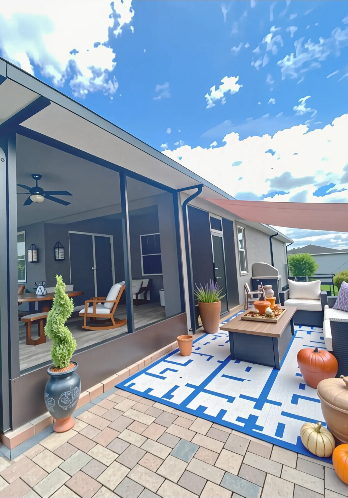 GRACO Paver Patio and Screen room Fall Decor