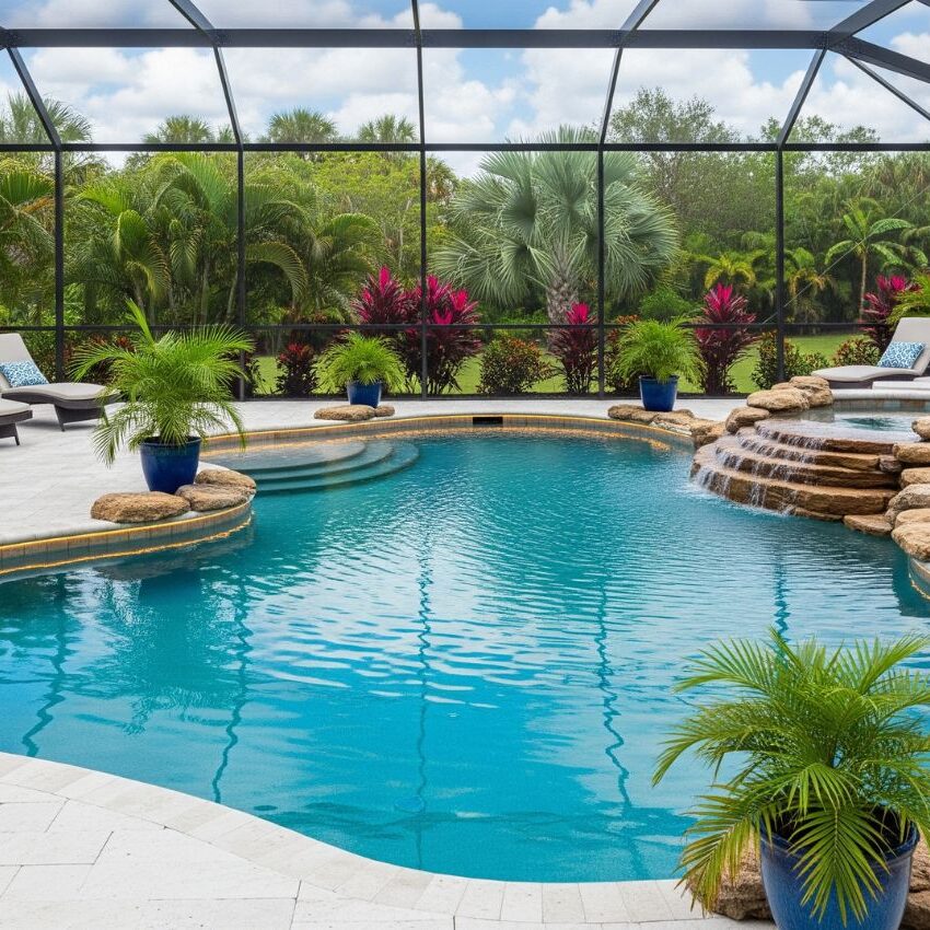 Modern pool enlosure